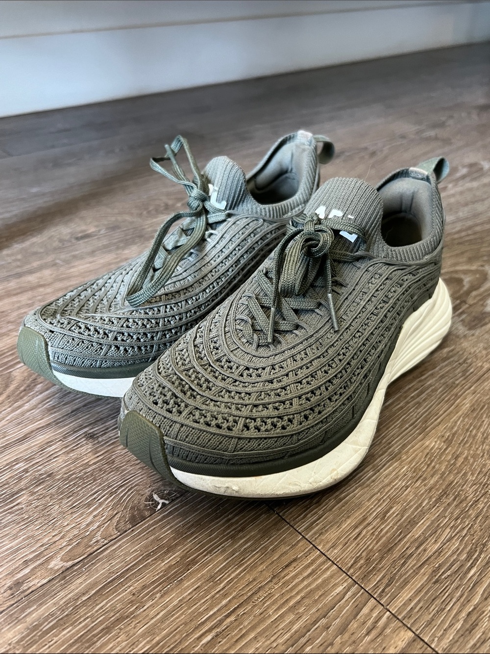 APL Olive Green Knit Slip-On Sneakers with White Midsole